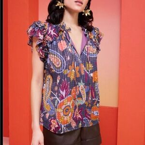 Marie Oliver Vibrant Floral Tate Top NWT